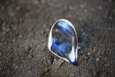 Adjustable Sterling Silver Labradorite Ring: Unisex Spiritual Jewelry