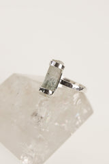 Raw Australian Aquamarine Ring: Hammered Sterling Silver, Size 6.5