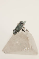 Himalayan Aquamarine Sterling Silver Ring - Hammered Band, Size 7 3/4