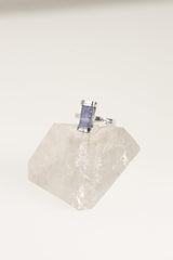 Ocean Kyanite Sterling Silver Ring - Hammered Band, Size 6.5