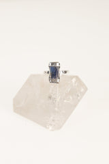 Raw Australian Kyanite Ring: Hammered Sterling Silver, Size 4 1/2