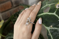 Tibetan Quartz Inclusion Ring: Hammered Sterling Silver, Size 9.5