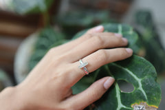 Aquamarine Sterling Silver Ring: Hammered Texture, Size 8