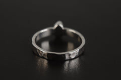 Petite Herkimer Diamond Ring: Hammered Sterling Silver Stack Band