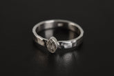 Petite Herkimer Diamond Ring, Sterling Silver, Flat Hammer Textured Shiny Finish Stack Band, Size 5-9 US, Clarity & Energy Made to Order