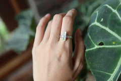 Aquamarine Sterling Silver Ring: Hammered Band, Size 6