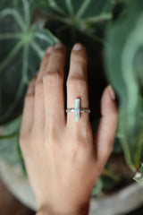 Petite Aquamarine Ring: Sterling Silver Hammered Band, Size 6