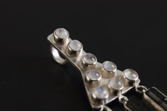Sterling Silver Moonstone Black Tourmaline Pendant - Handmade Talisman