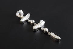 Dangling Moonstone Pearl Pendant: Hammered Sterling Silver Cascade