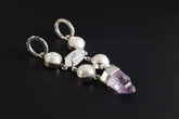 Hammered Sterling Silver Pendant: South Sea Pearl, Moonstone & Vera Cruz Amethyst