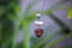 South Sea Pearl Black Rutile Quartz Pendant 925 Silver Oxidized Crystal Necklace Brush Texture Lunar Protection Gift