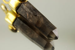 Gold-Plated Sterling Silver Pendant: Australian Smoky Phantom Quartz & Rainbow Labradorite