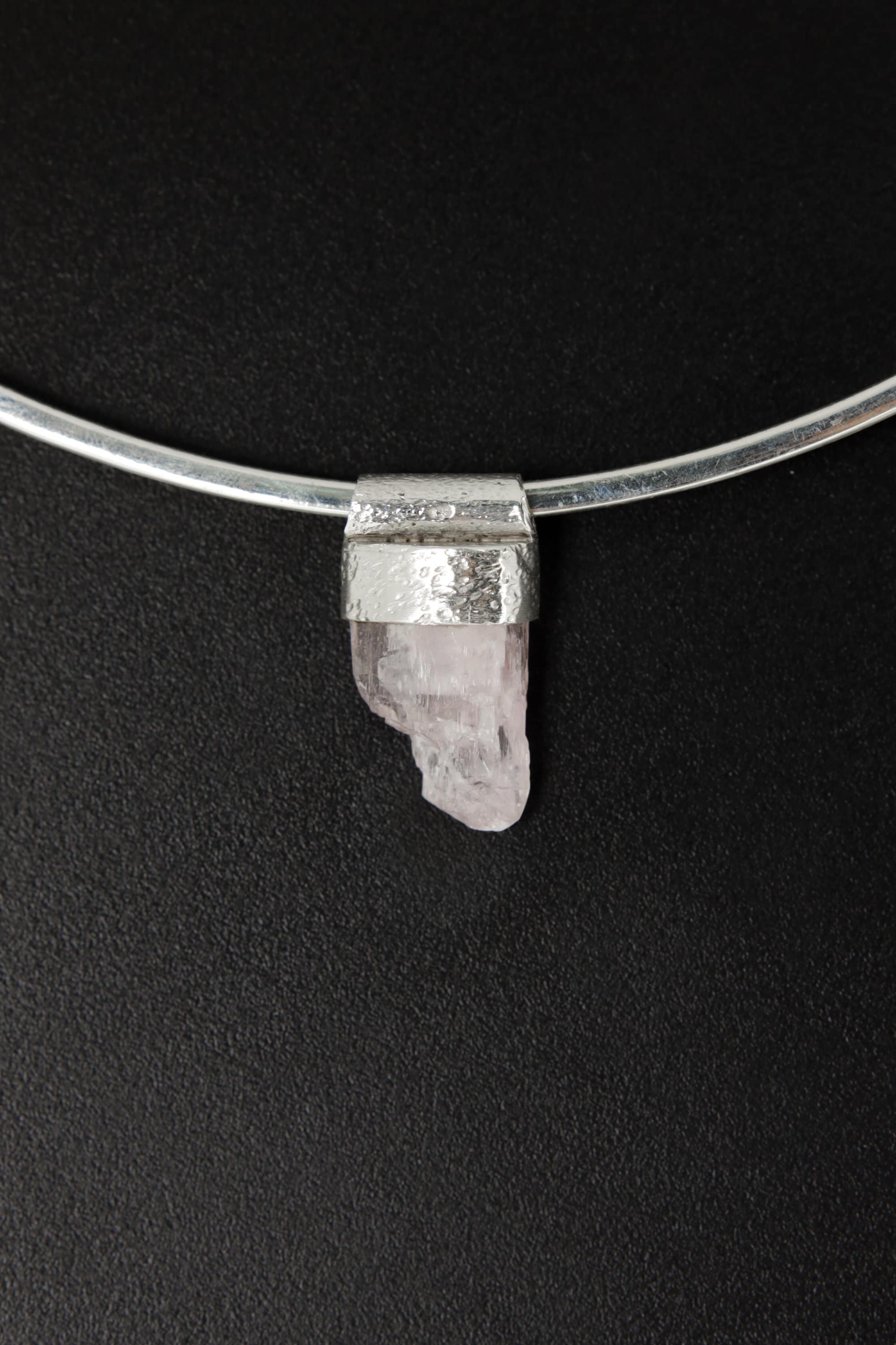 Light Pink Kunzite Stack Pendant 925 Sterling Silver Spodumene Necklace Heart Throat Chakra Layering Gift