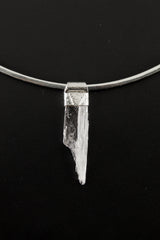 Kunzite Crystal Stack Pendant: 925 Sterling Silver, Heart Chakra