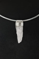 Himalayan Spodumene Stack Pendant 925 Sterling Silver Polished Bead Necklace Heart Third Eye Chakra Gift
