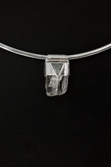 Rainbow Spodumene Sterling Silver Pendant: Raw Crystal Heart Chakra