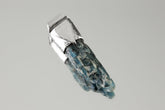 Australian Ocean Kyanite Stack Pendant shown on light background with sterling silver cap and deep blue crystal body.