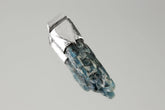 Australian Ocean Kyanite Stack Pendant shown on light background with sterling silver cap and deep blue crystal body.