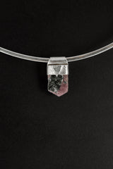 Raw Ruby Stack Pendant: Textured Sterling Silver, Black Mica