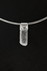 Selenite Crystal Stack Pendant: Sterling Silver Textured Bezel