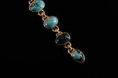 Gold-Plated Sterling Silver Turquoise Pendant: 7-Stone Cascade Amulet