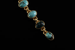 Turquoise Cascade Pendant 925 Silver 18k Gold Plated Seven Stone Necklace Throat Chakra Sagittarius Gift