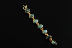 Gold-Plated Sterling Silver Turquoise Pendant: 7-Stone Cascade Amulet