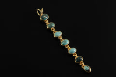 Turquoise Cascade Pendant 925 Silver 18k Gold Plated Seven Stone Necklace Throat Chakra Sagittarius Gift