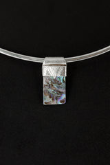 Mother of Pearl Sterling Silver Pendant: Textured Bezel, Stack Collection