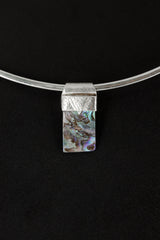 Mother of Pearl Sterling Silver Pendant: Textured Bezel, Stack Collection