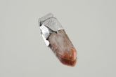 Australian Phantom Lithium Quartz Stack Pendant shown on light background with sterling silver cap and soft pink smoky crystal point.