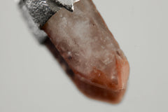 Australian Phantom Lithium Quartz Point Pendant: Textured Sterling Silver