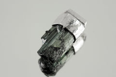 Raw Green Tourmaline Necklace: Sterling Silver Textured Pendant