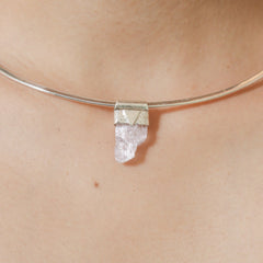 Kunzite Stack Pendant: Light Pink Spodumene, Sterling Silver, Heart Chakra