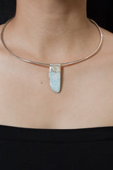 Larimar Pendant: Free Form Sterling Silver Crystal Stack