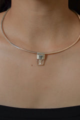 Rainbow Inclusion Spodumene Stack Pendant 925 Silver Clear Crystal Necklace Heart Crown Chakra Layering Gift