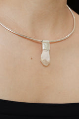 Australian Drusy Phantom Quartz Stack Pendant 925 Silver White Crystal Necklace Crown Chakra Layering Gift