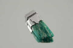 Rough Amazonite Pendant 925 Silver Stack Necklace Textured Bezel Truth Courage Talisman Jewelry