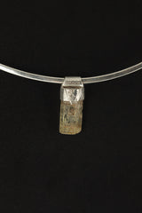 Australian Aquamarine Crystal Pendant: Textured Sterling Silver, Pisces
