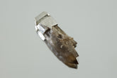 Torrington Cathedral Drusy Phantom Laser Citrine Quartz Stack Pendant shown on light background with sterling silver cap and golden crystal point.