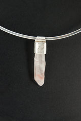 Australian Phantom Lithium Quartz Point Pendant: Textured Sterling Silver