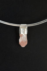 Australian Phantom Lithium Quartz Pendant: Textured Sterling Silver Crystal Stack