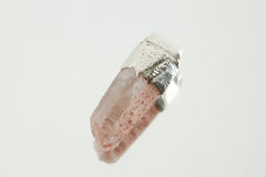 Australian Phantom Lithium Quartz Stack Pendant shown on light background with visible pink lithium-bearing inclusions.
