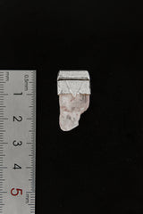 Light Pink Kunzite Stack Pendant shown beside a ruler for scale with textured 925 silver cap.
