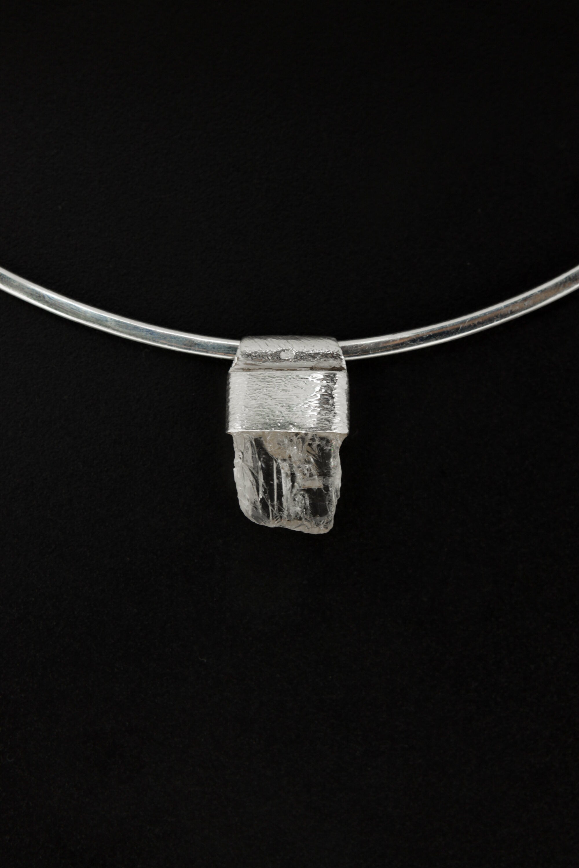 Rainbow Inclusion Spodumene Stack Pendant 925 Silver Clear Crystal Necklace Heart Crown Chakra Layering Gift