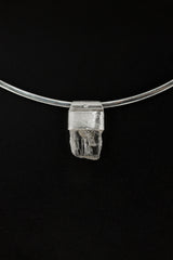 Rainbow Inclusion Spodumene Stack Pendant 925 Silver Clear Crystal Necklace Heart Crown Chakra Layering Gift
