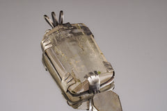 Oxidized Sterling Silver Kunzite Pendant: Raw Moonstone, Brutalist Style