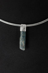 Kyanite Stack Pendant 925 Sterling Silver Crystal Necklace Throat Third Eye Chakra Layering Jewelry Gift