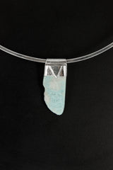 Larimar Stack Pendant 925 Sterling Silver Freeform Pectolite Necklace Throat Chakra Pisces Leo Layering Gift