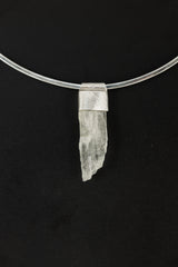 Hiddenite Crystal Pendant: Sterling Silver, Heart Chakra Healing